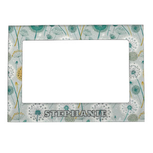 Whimsical Dandelion - Yellow, White & Teal Magnetic Frame
