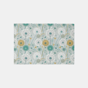 Whimsical Dandelion - Yellow, White & Teal Outdoor Rug