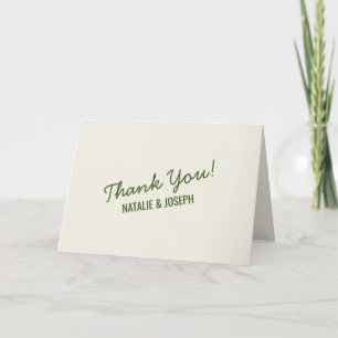 Whimsical Dark Green Retro Colorful Wedding Letterpress Thank You Card