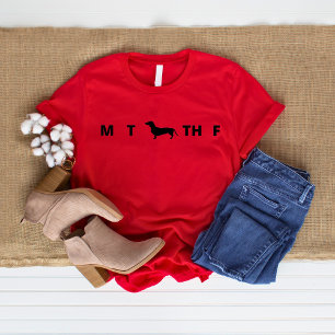 WHIMSICAL Days of the Week Dachshund Red T-Shirt