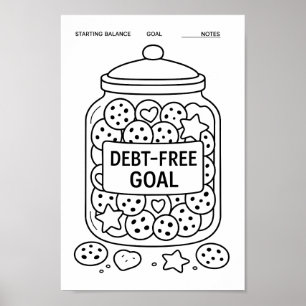 Whimsical Debt Cookie Jar Fill-In Tracker  Poster