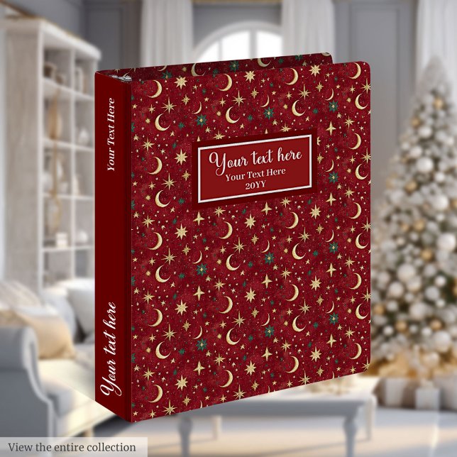 Whimsical deep red Christmas festive sky binder (Whimsical deep red Christmas festive sky binder)