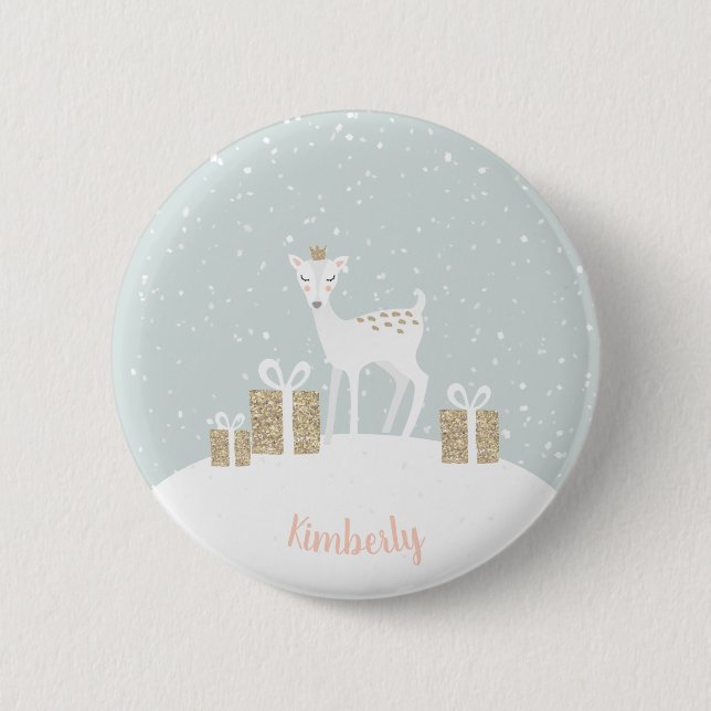 Whimsical Deer Christmas Button (Front)