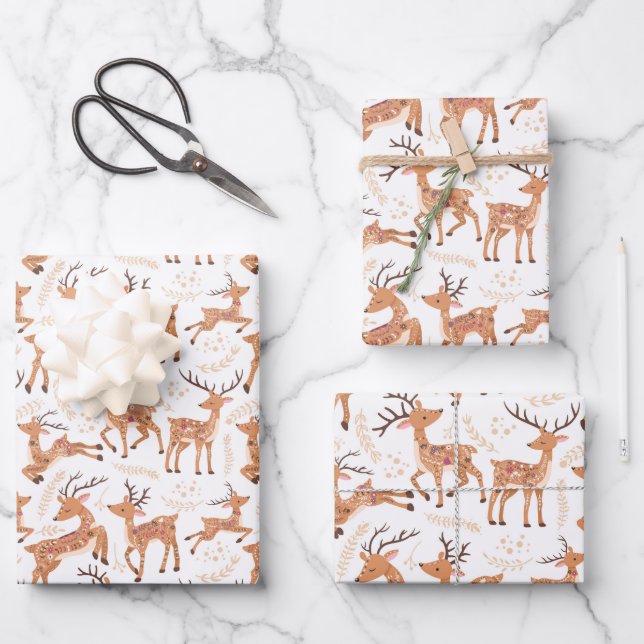 Whimsical Deer Delight: Fawn-Inspired Wrapping Paper Sheets (Front)