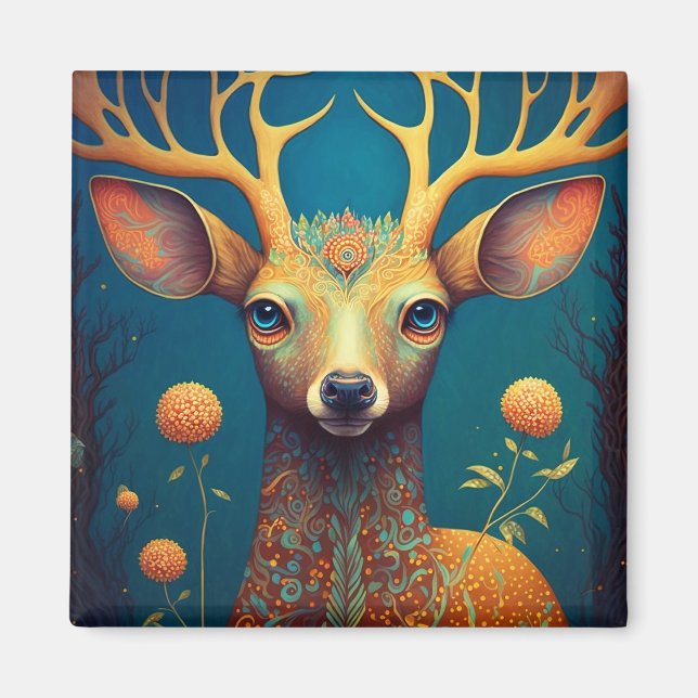Whimsical Deer Fantasy Art Magnet (Front)