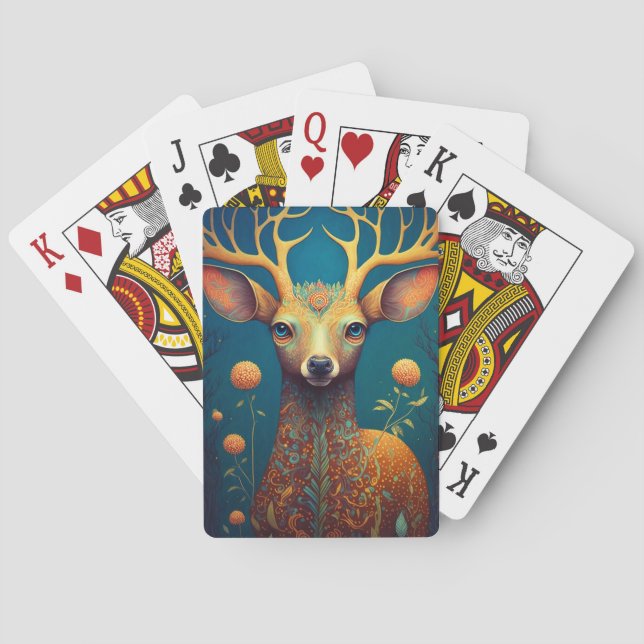 Whimsical Deer Fantasy Art Poker Cards (Back)