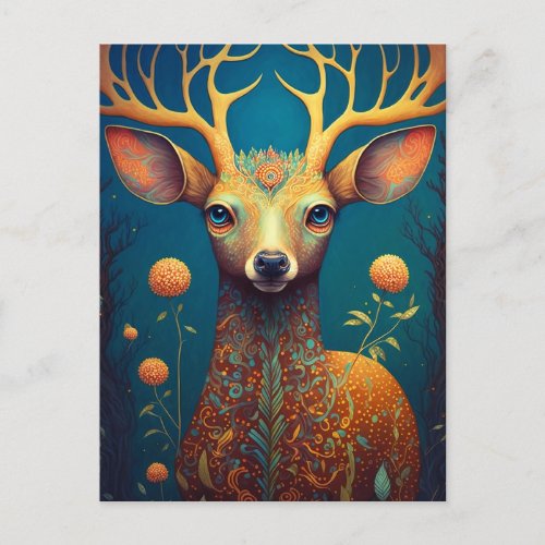 Whimsical Deer Fantasy Art Postcard