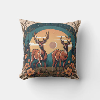 Whimsical Deer Grazing D10 Throw Pillow