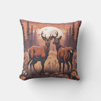 Whimsical Deer Grazing D5 Throw Pillow
