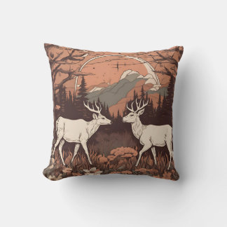 Whimsical Deer Grazing D6 Throw Pillow