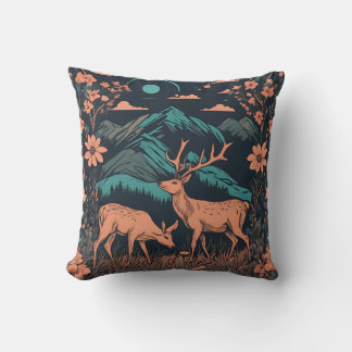 Whimsical Deer Grazing D8 Throw Pillow