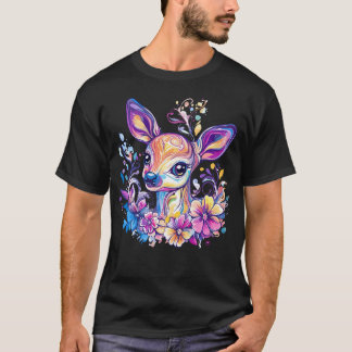 Whimsical Deer With Colorful T-Shirt