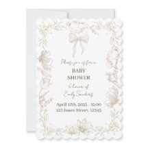 Whimsical Delft Floral Baby Shower Invite