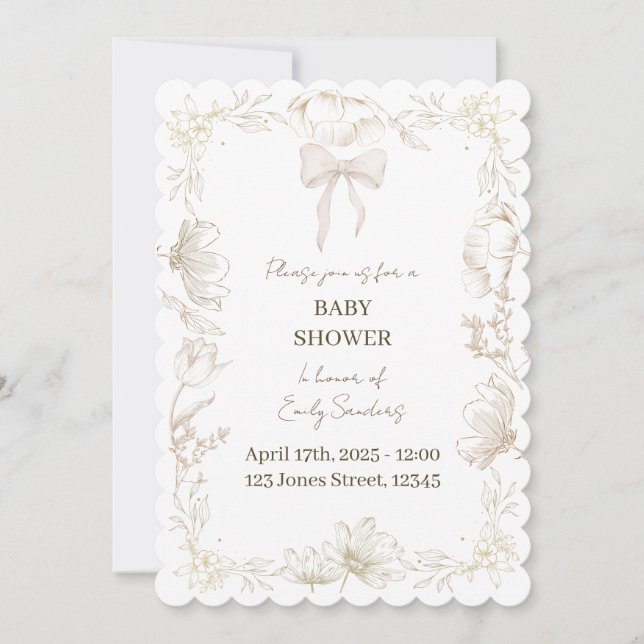 Whimsical Delft Floral Baby Shower Invite (Front)