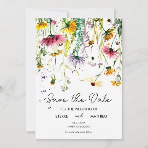 Whimsical Delicate Wildflowers Save The Date