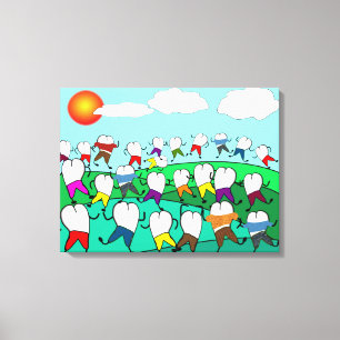 Whimsical Dental Art Wrapped Canvas Print
