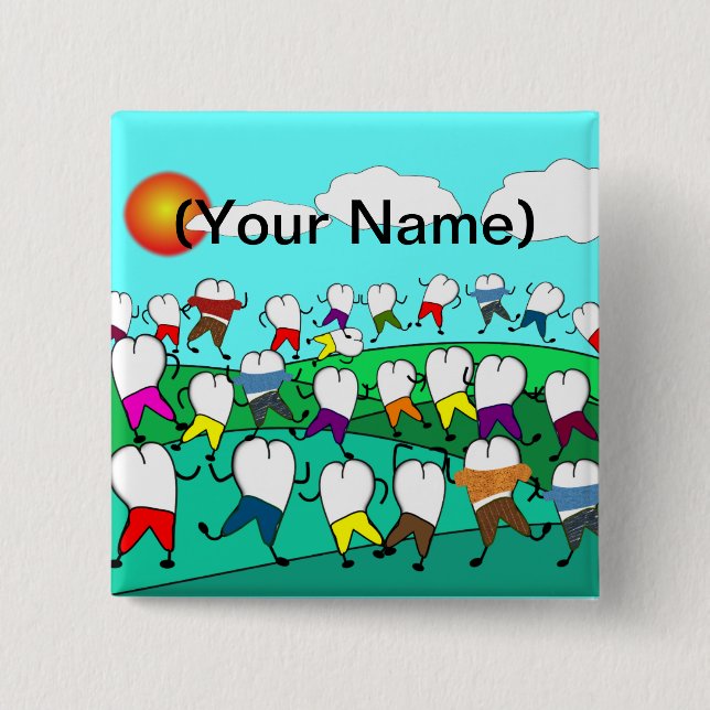 Whimsical Dental  Tooth Art Gifts Button (Front)
