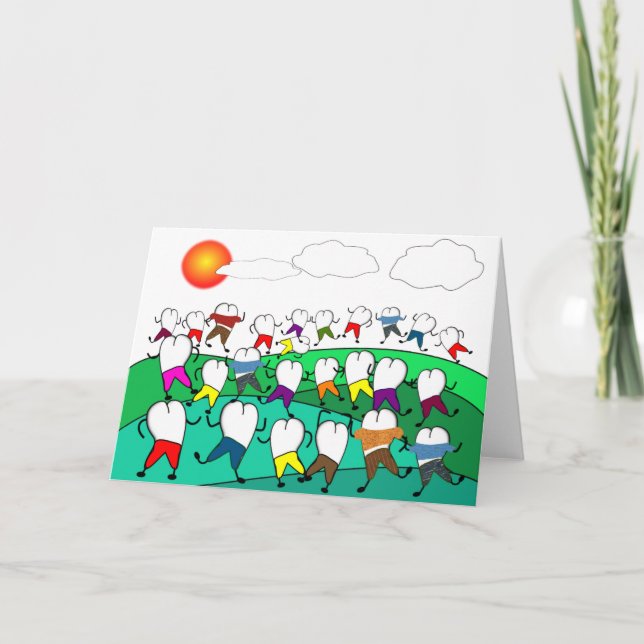 Whimsical Dental  Tooth Art Gifts Card (Front)