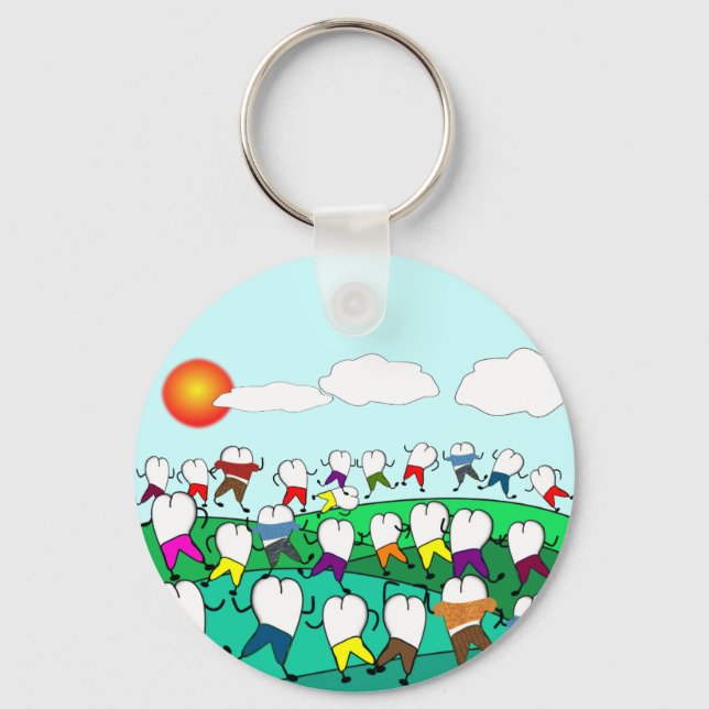 Whimsical Dental  Tooth Art Gifts Keychain (Front)