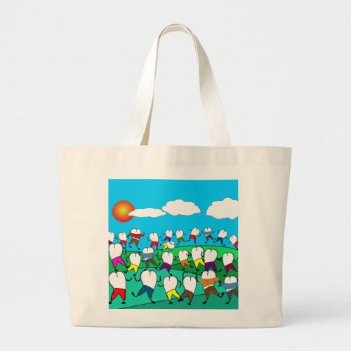 Whimsical Dental  Tooth Art Gifts Large Tote Bag