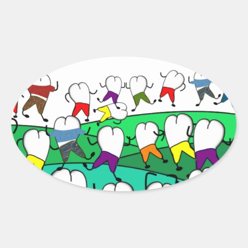 Whimsical Dental  Tooth Art Gifts Oval Sticker