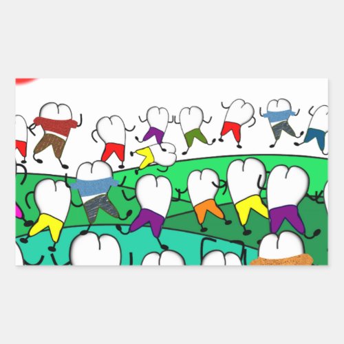 Whimsical Dental  Tooth Art Gifts Rectangular Sticker