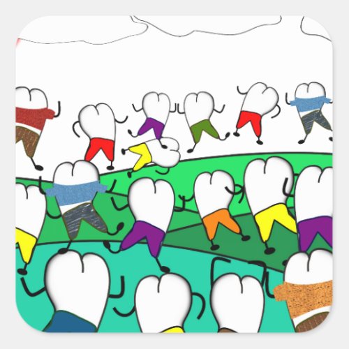 Whimsical Dental  Tooth Art Gifts Square Sticker