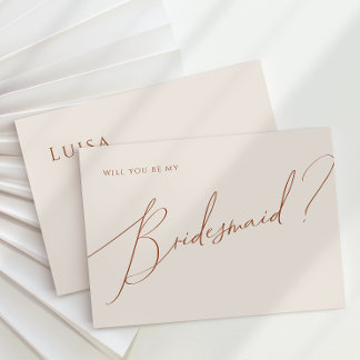 Whimsical Desert | Beige Bridesmaid Proposal Card