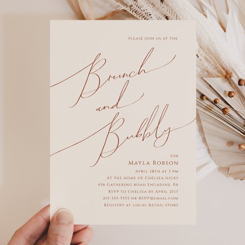 Whimsical Desert  Beige Brunch and Bubbly Invitation