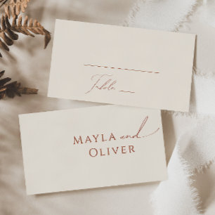 Whimsical Desert Beige Flat Wedding Place Card