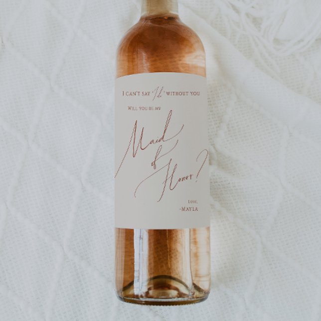 Whimsical Desert | Beige Maid Of Honor Proposal Wine Label (Creator Uploaded)