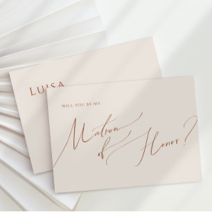 Whimsical Desert Beige Matron of Honor Card