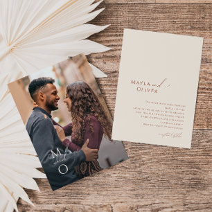 Whimsical Desert   Beige Monogram Photo Wedding Invitation