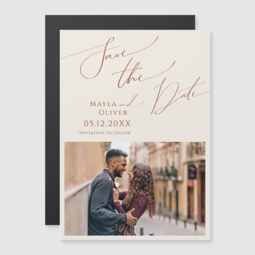 Whimsical Desert  Beige Save The Date Magnetic Invitation