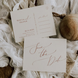 Whimsical Desert Beige Save The Date Postcard