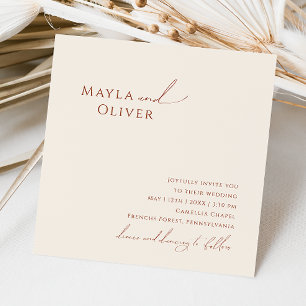 Whimsical Desert Beige Square Wedding Invitation