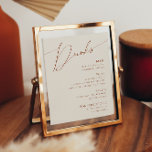 Whimsical Desert | Beige Wedding Drinks Menu Poster<br><div class="desc">This whimsical desert | beige wedding drinks menu poster is perfect for your simple rustic western beige and terracotta earth tones wedding. The neutral earthy boho color palette is vintage southwestern with a modern retro feel. The script is a delicate minimalist handwritten calligraphy that is quite elegant and romantic. The...</div>