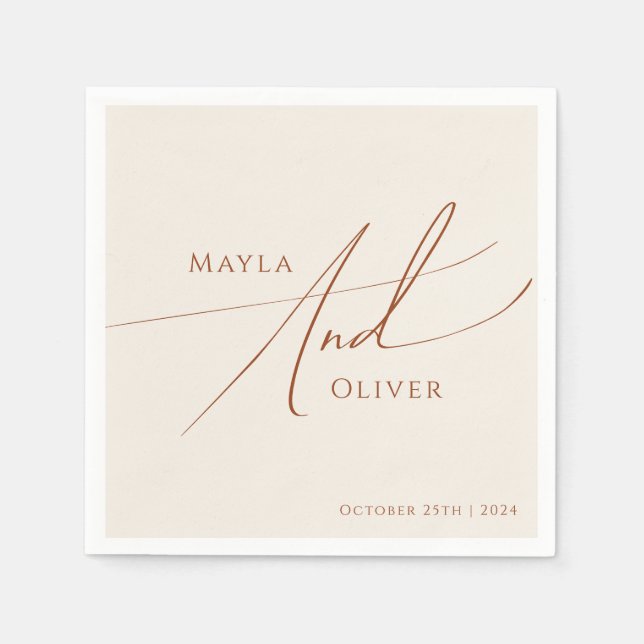 Whimsical Desert | Beige Wedding Napkins (Front)