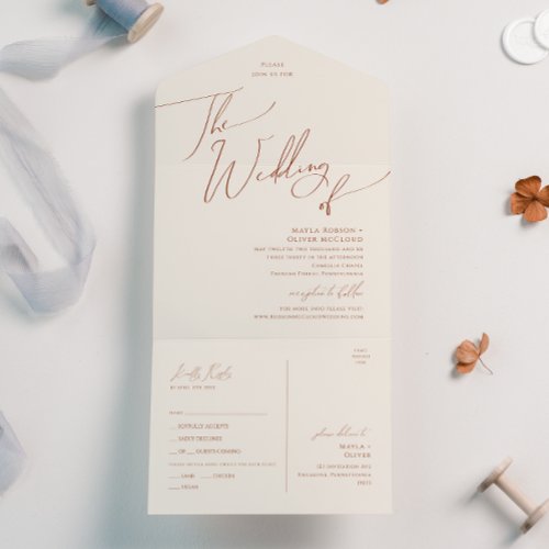Whimsical Desert  Beige Wedding Of Seal and Send All In One Invitation