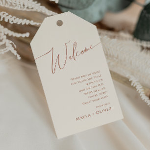 Whimsical Desert Beige Wedding Welcome Gift Tags
