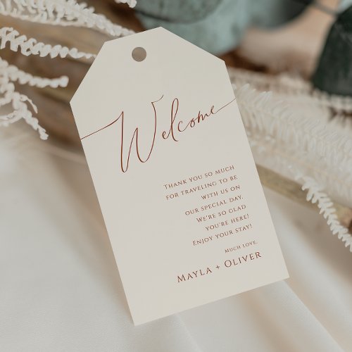 Whimsical Desert  Beige Wedding Welcome Gift Tags