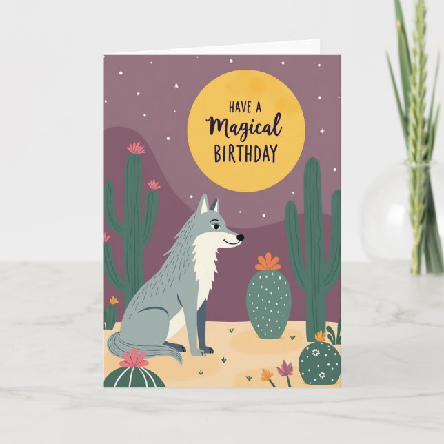 Whimsical Desert Dog Birthday Card (Front)