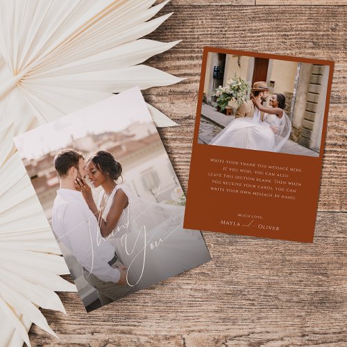 Whimsical Desert  Rust Flat Photo Thank You Card