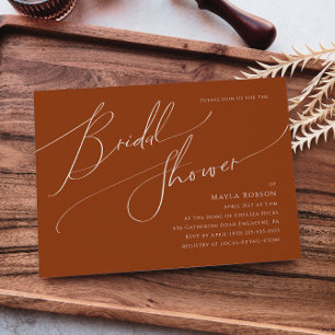 Whimsical Desert Rust Horizontal Bridal Shower Invitation