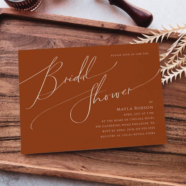 Whimsical Desert | Rust Horizontal Bridal Shower Invitation (Creator Uploaded)