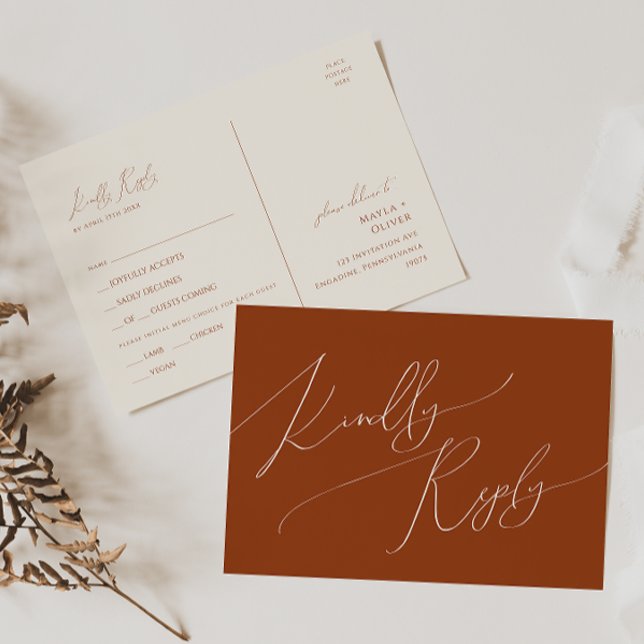 Whimsical Desert | Rust Menu Choice RSVP Postcard (Creator Uploaded)