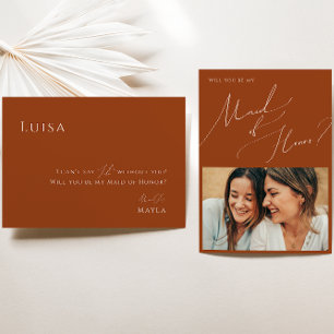 Whimsical Desert Rust Photo Maid of Honor Card