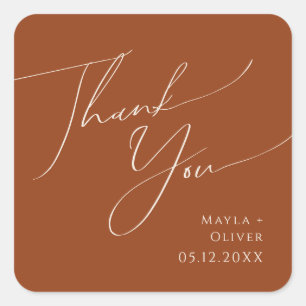 Whimsical Desert Rust Thank You Wedding Favor Square Sticker