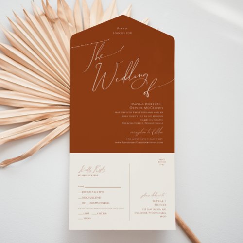 Whimsical Desert  Rust Wedding Of Seal and Send All In One Invitation