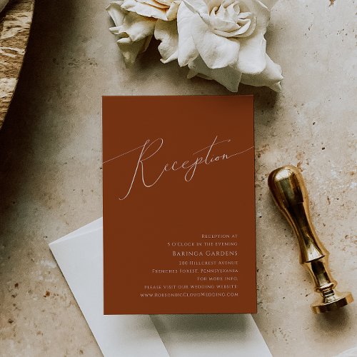 Whimsical Desert  Rust Wedding Reception Card